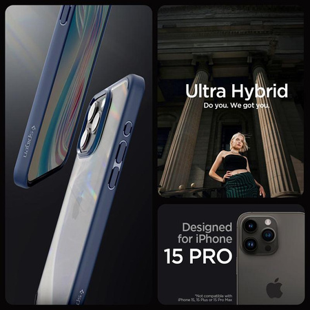 Spigen Ultra Hybrid - Hülle für iPhone 15 Pro (Marineblau)