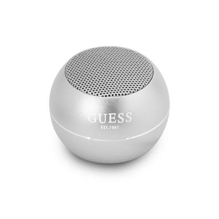 Guess Mini Bluetooth hangszóró 3W 4H - Bluetooth 5.0 hangszóró (ezüst)
