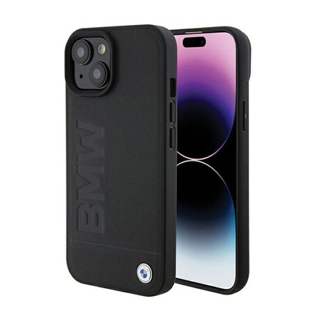 BMW Leder Hot Stamp - iPhone 15 Tasche (schwarz)