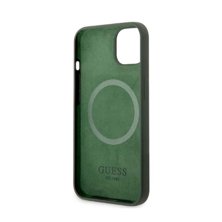 Guess Silikonové pouzdro MagSafe s logem - iPhone 13 (zelené)