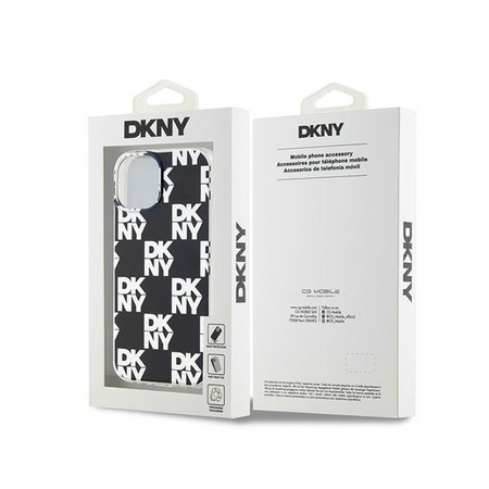 DKNY IML Checkered Mono Pattern - Coque pour iPhone 15 / 14 / 13 (noir)