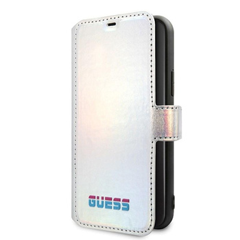 Guess Iridescent Booktype - iPhone 11 Pro Tasche (Silber)