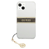 Guess 4G Stripe Brown Charm  - Case for iPhone 13 mini (Transparent)