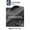 Cellularline Sensation Plus - Etui pour iPhone 15 Pro Max avec revêtement MICROBAN (noir)