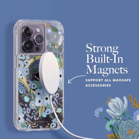 Rifle Paper Clear MagSafe - iPhone 14 Pro Case (Garden Party Blue)