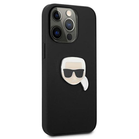 Karl Lagerfeld PU Leather Karl's Head Metal - Coque iPhone 13 Pro (noir)
