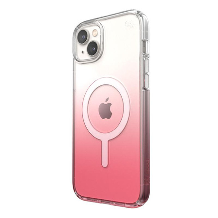 Speck Presidio Perfect-Clear + Ombre + MagSafe - Coque pour iPhone 14 Plus avec revêtement MICROBAN (Clear / Vintage Rose Fade)