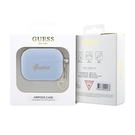 Guess Silicone Heart Charm - Hülle für Apple AirPods Pro 2 (Blau)