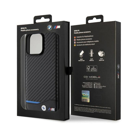 BMW Leather Carbon Blue Line - iPhone 15 Pro Max Case (black)