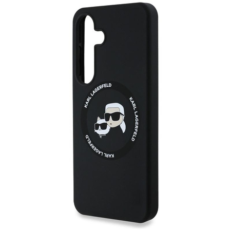 Karl Lagerfeld Silicone Double Heads And Circle MagSafe - Case for Samsung Galaxy S25 (Black)