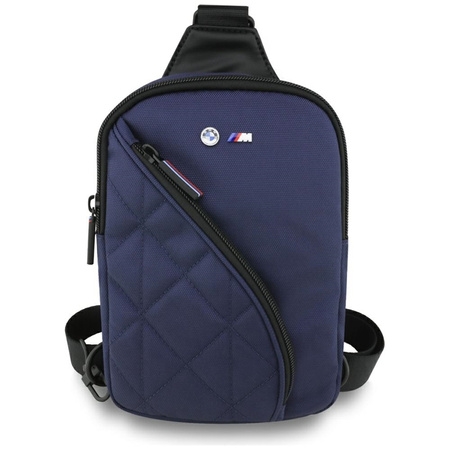 Borsa a tracolla per telefono con tasca in nylon e logo in metallo BMW (blu navy)