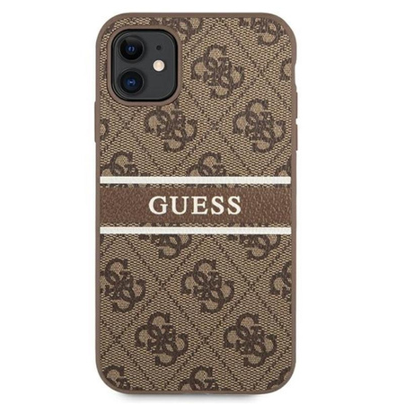 Guess 4G Printed Stripe - pouzdro pro iPhone 11 (hnědé)