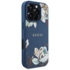 Guess Genarbtes Blumenmuster MagSafe - Hülle für iPhone 16 Pro Max (blau)