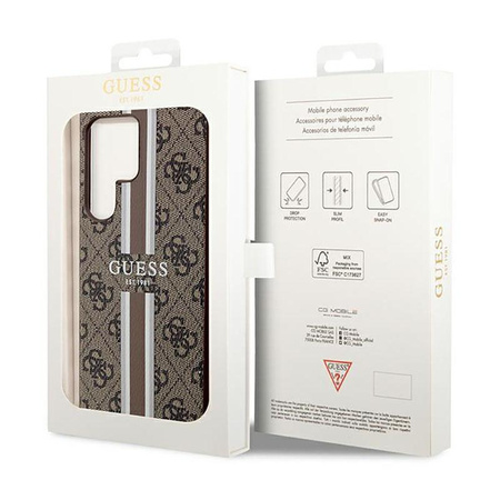 Guess 4G Printed Stripe - Étui Samsung Galaxy S23 Ultra (marron)