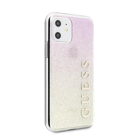 Guess Glitter Gradient - pouzdro pro iPhone 11 (zlaté/růžové)