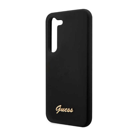 Guess Silicone Script Metal Logo - pouzdro pro Samsung Galaxy S23+ (černé)