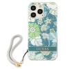 Guess Flower Cord - pouzdro se šňůrkou na iPhone 13 Pro Max (zelené)