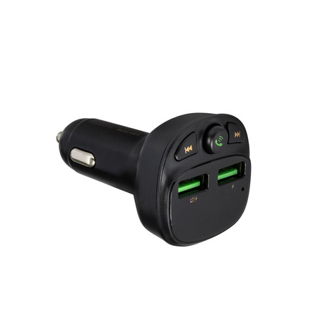 WEKOME WP-C26 - Emetteur FM Bluetooth / MicroSD / 2x USB-A + chargeur voiture 17W (Noir)