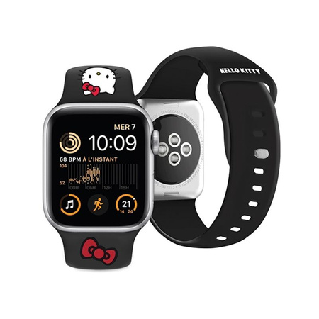 Hello Kitty Silicone Kitty Head - Bracelet pour Apple Watch 38/40/41 mm (noir)