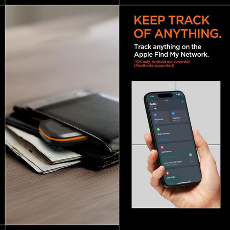 Spigen TagMe Bluetooth Tracker - Localisateur de clés, sac à dos, sac Apple Find My (Noir)