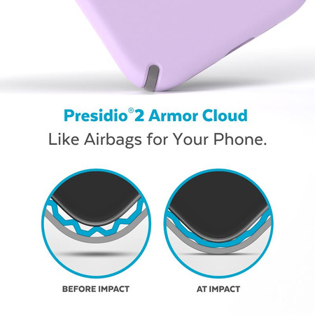 Speck Presidio2 Pro - Coque antibactérienne pour iPhone 14 / iPhone 13 (Spring Purple / Cloudygrey / White)