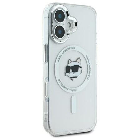 Karl Lagerfeld IML Metal Choupette Head MagSafe - pouzdro pro iPhone 16 Plus (bílé)