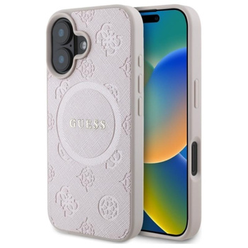 Guess Saffiano Peony Classic Logo MagSafe - iPhone 16 tok (rózsaszín)