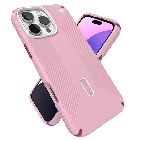 Speck Presidio2 Grip ClickLock & MagSafe - Coque pour iPhone 16 Pro Max (Wednesday Pink / Boysenberry Purple / White)