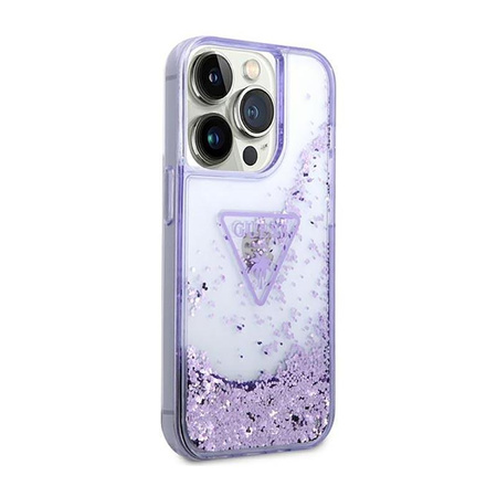 Guess Liquid Glitter Triangle Logo Case - Coque iPhone 14 Pro Case (violet)