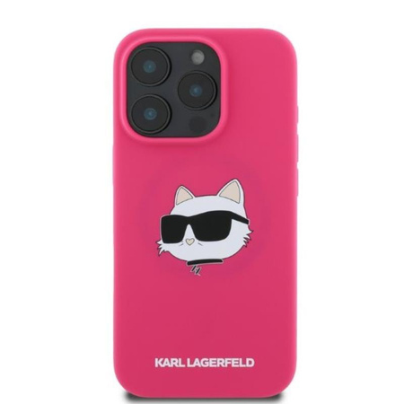 Karl Lagerfeld Silicone Choupette Head Print MagSafe – Pouzdro iPhone 16 Pro Max (fuchsiové)