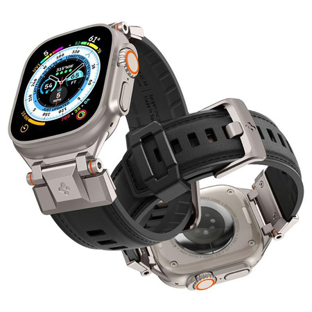 Spigen DuraPro Armor PU - Armband für Apple Watch 42/44/45/49 mm (Schwarz)