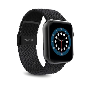 Puro Loop szíj - Fonott szíj Apple Watch 42/44/45/49 mm-es órához (fekete)
