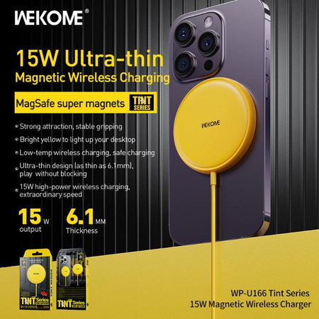 WEKOME WP-U166 Tint Series - MagSafe 15W Inductive Charger (Yellow)