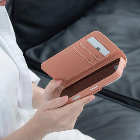 Moshi Overture MagSafe - Leder 3-in-1 Klapphülle iPhone 17 Pro (Misty Coral)