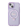 Guess Ring Stand Script Glitter MagSafe - iPhone 15 Case (violet)