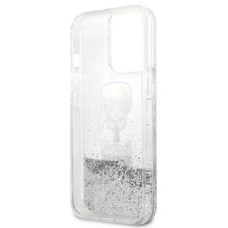 Karl Lagerfeld Liquid Glitter Karl & Choupette Head - Coque iPhone 13 Pro Max (argent)