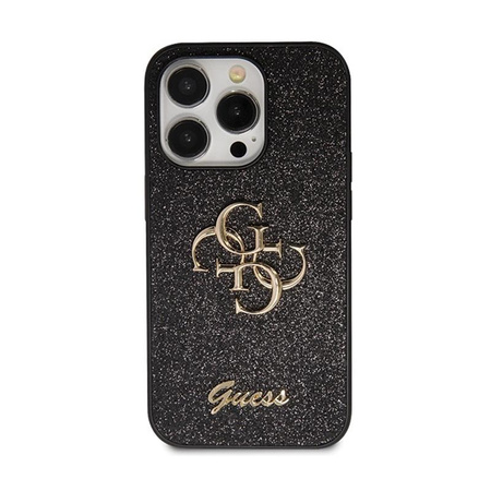 Pouzdro Guess Glitter Script Big 4G - iPhone 14 Pro Max (černé)