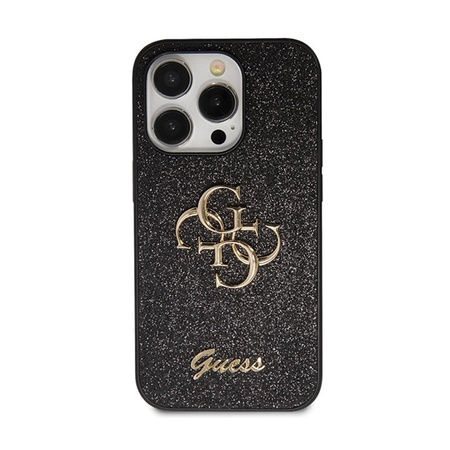 Guess Glitter Script Big 4G - Etui iPhone 14 Pro Max (czarny)