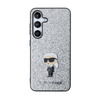 Karl Lagerfeld Fixed Glitter Ikonik Logo Metal Pin - Samsung Galaxy S24 Case (Silver)