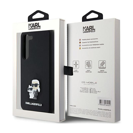 Karl Lagerfeld Silicone Karl & Choupette Metal Pin - Samsung Galaxy S24 Case (black)