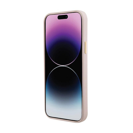 Guess Silicone Logo Strass 4G - Coque iPhone 15 (rose)