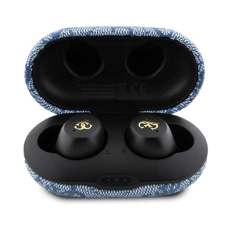 Guess 4G Metal Logo - TWS ENC Bluetooth headphones + charging case (blue)
