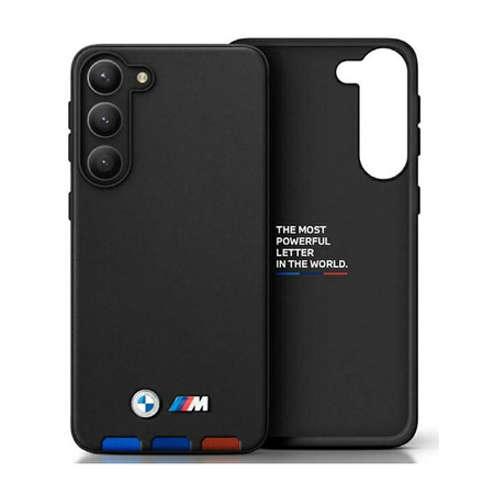 BMW bőr Hot Stamp Tricolor - Samsung Galaxy A54 5G tok (fekete)