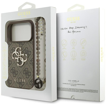 ETUI DO IPHONE 17 PRO GUESS BRĄZOWE ORYGINALNE ZE SMYCZĄ ELEGANCKIE MODNE