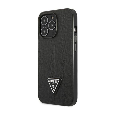 Guess Saffiano Triangle Logo Case - Coque pour iPhone 14 Pro (noir)