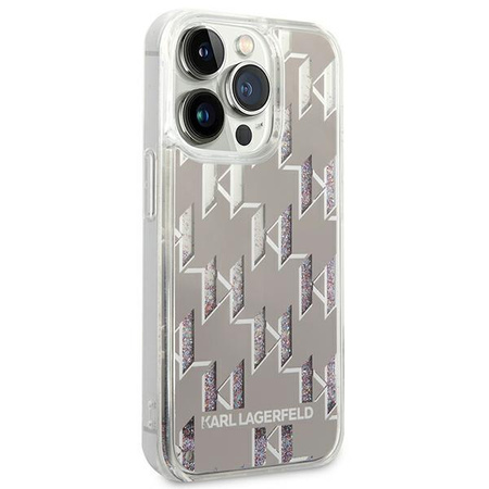 Karl Lagerfeld Monogram Liquid Glitter - Case for iPhone 14 Pro Max (Silver)