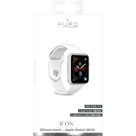 PURO ICON - Elasztikus sportpánt Apple Watch 38/40/41 mm-es órához (S/M & M/L) (fehér)