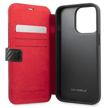 Ferrari Booktype On Track Carbon Stripe - Etui iPhone 13 Pro Max (czarny)