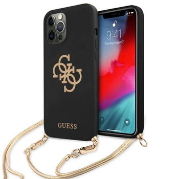 Guess 4G Big Logo Chain - Coque pour iPhone 12 / iPhone 12 Pro (noir)