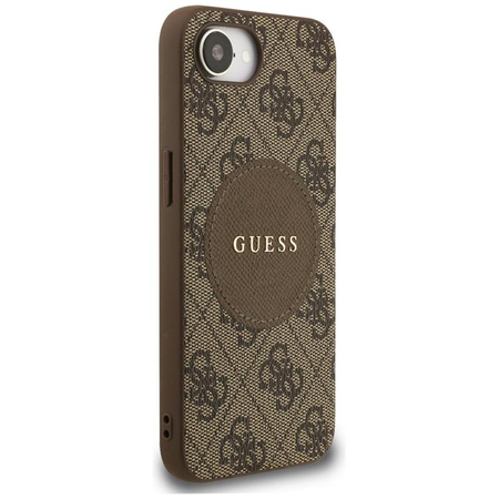 Guess 4G Circle Classic Logo MagSafe - Pouzdro na iPhone 16e (hnědé)